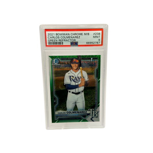 2021 Bowman Chrome Carlos Colmenarez MegaBox Green Refractor PSA 9