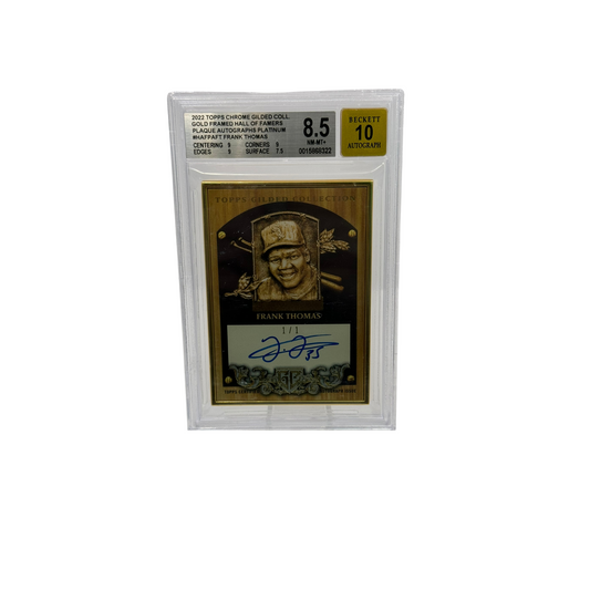 2022 Topps Gilded Gold Framed Hall of Famers Plaque Auto Platinum Frank Thomas 1/1 BGS 8.5/10 Auto