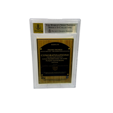 2022 Topps Gilded Gold Framed Hall of Famers Plaque Auto Platinum Frank Thomas 1/1 BGS 8.5/10 Auto