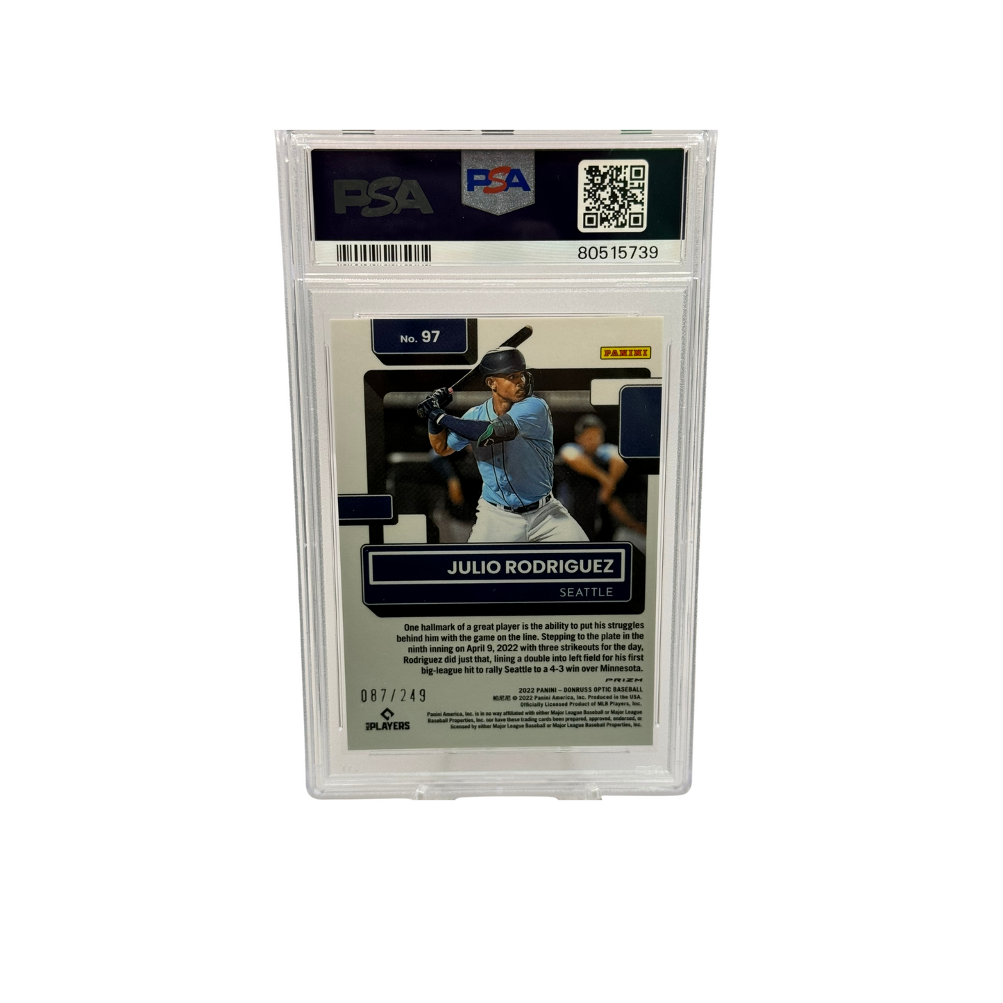 2022 Donruss Optic Pink Velocity Julio Rodriguez PSA 8
