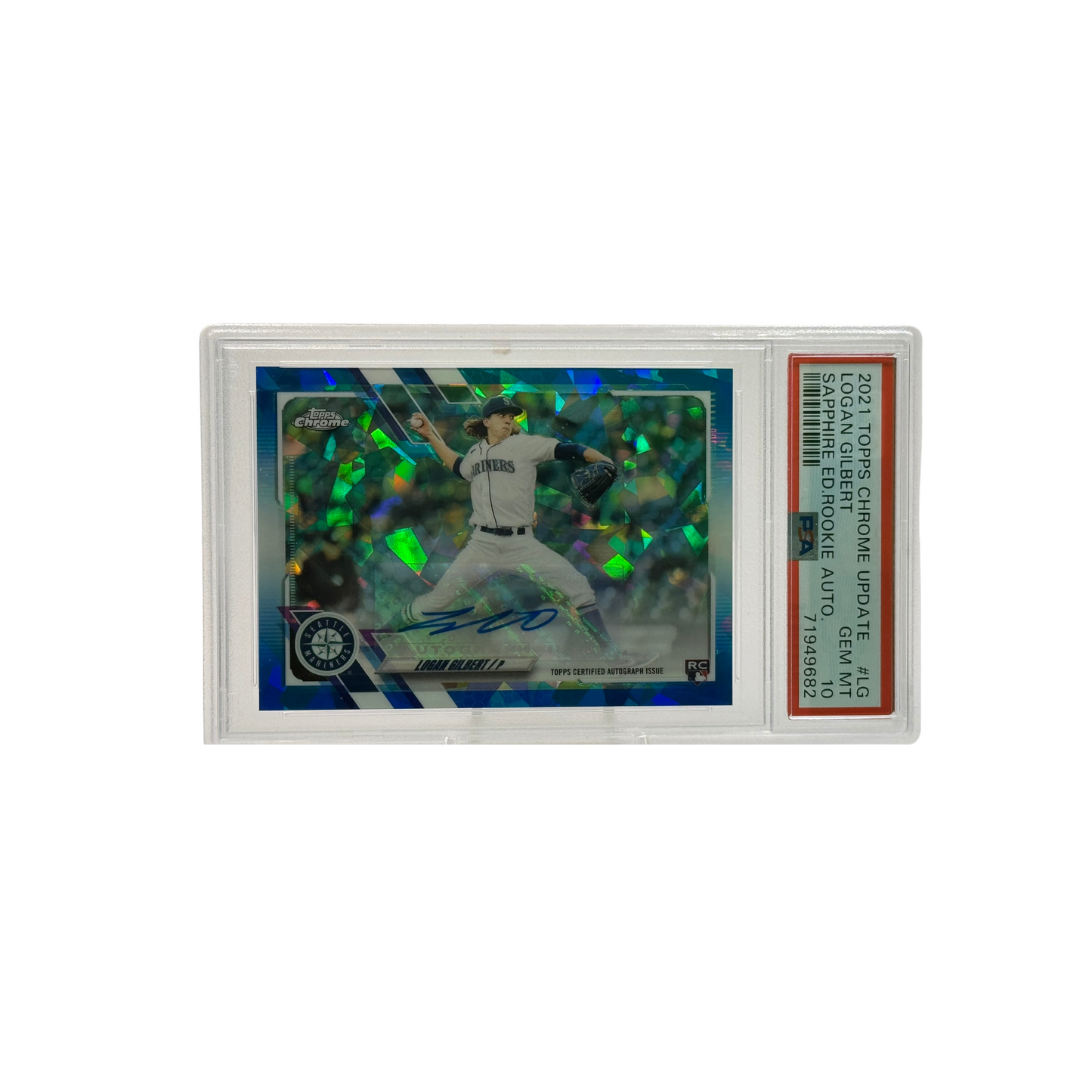 2021 Topps Chrome Update Logan Gilbert Sapphire Auto PSA 10