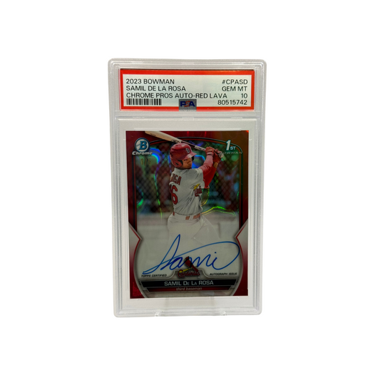 2023 Bowman Chrome Samil De La Rosa Red Lava Auto /5 PSA 10