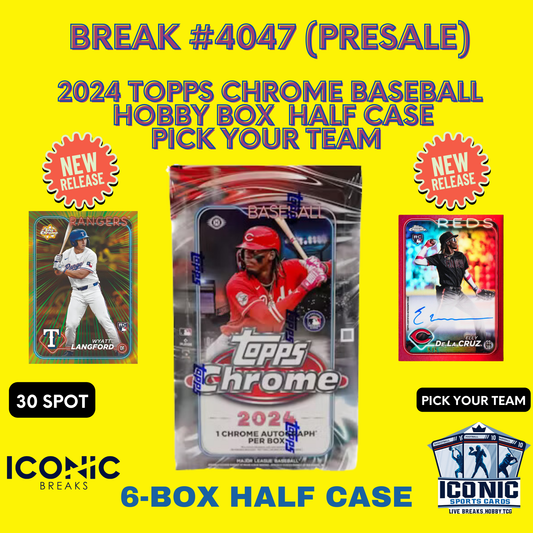Break 4047: 6-Box PRESALE 2024 Topps Chrome Hobby (1/2 Case)