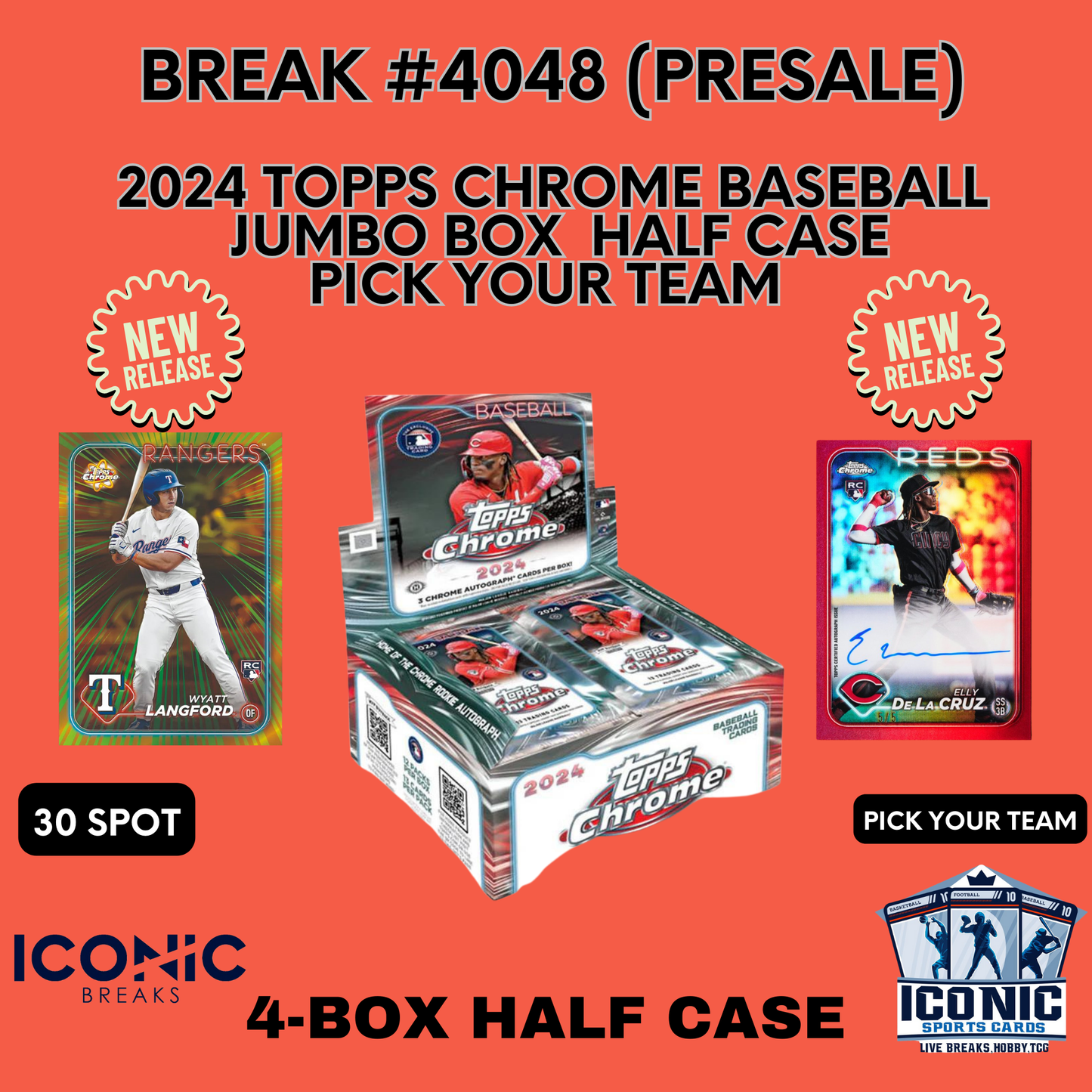 Break 4048: 4-Box PRESALE 2024 Topps Chrome Jumbo (1/2 Case)