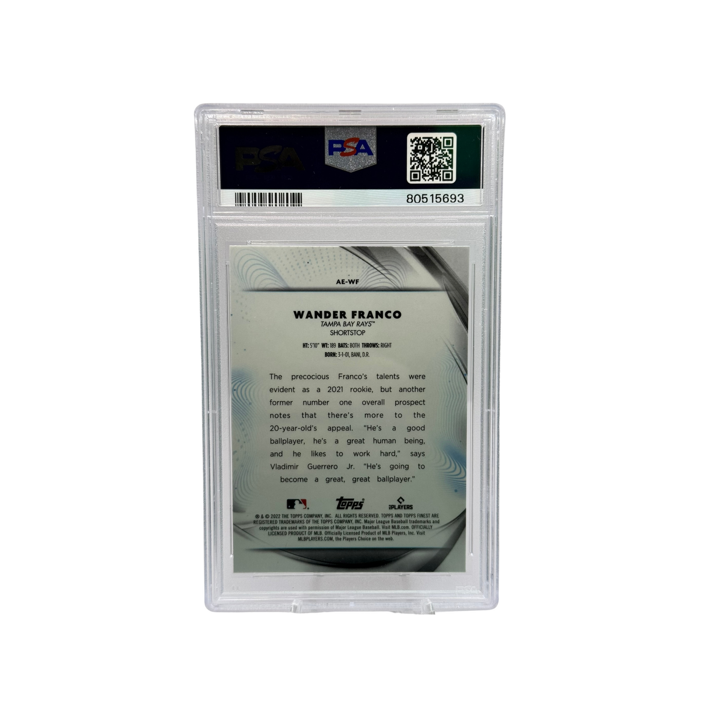2022 Topps Finest Wander Franco Aura of Excellence PSA 4